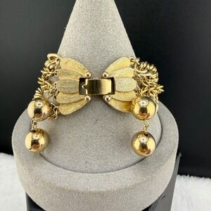 Vintage‎ Kramer of New York Bracelet Gold Tone Multi-Strand Wing Clasp 7"